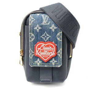 LOUIS VUITTON Blue Monogram Leather Shoulder Bag